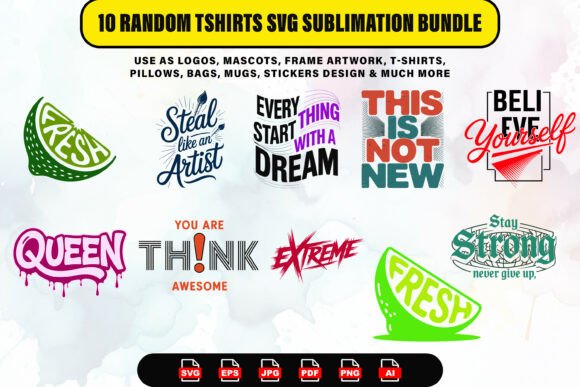 10 Random T-Shirts SVG Sublimation Set