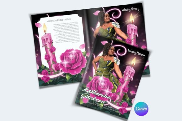 Elegant Editable Funeral Program 8 Page