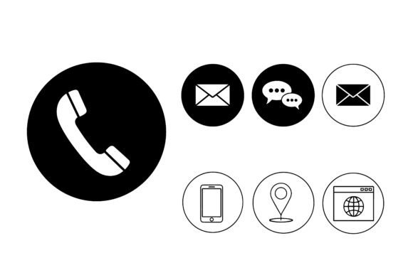 Essential Communication Icons: Phone, Mail, Chat, and Mobile for Modern Design