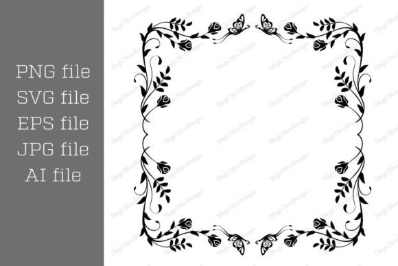 Floral Frame with Roses and Butterflies: A Versatile Design Element for Creative Projects