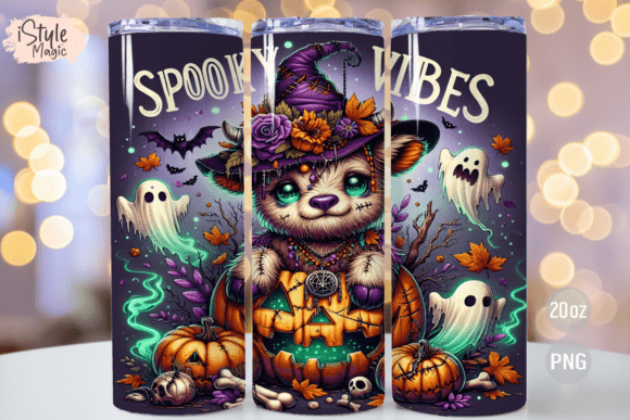 Halloween Spooky Vibes Tumbler Wrap PNG – Bring Adorable Elegance to Your Halloween Crafts