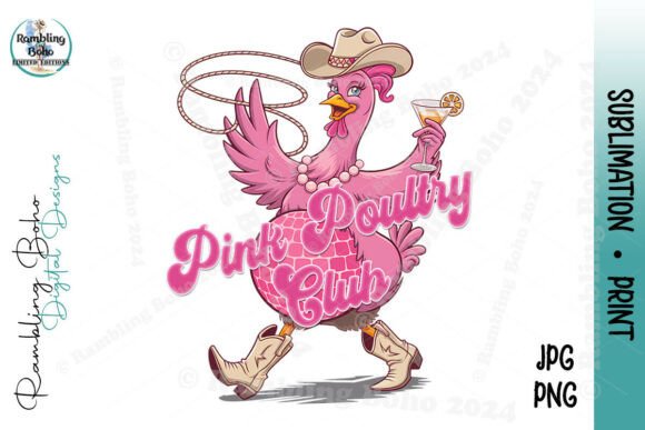 Pink Poultry Club Funny Chicken Disco: A Unique Design Asset for Creative Projects