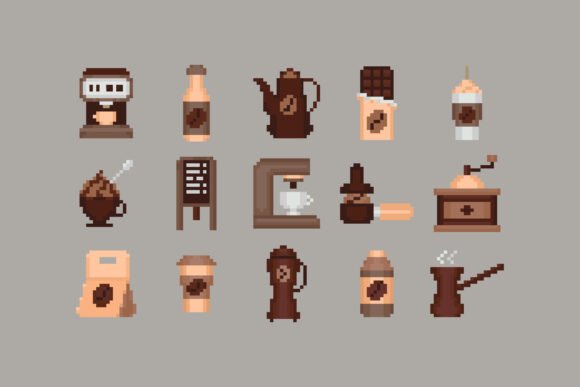 Pixel Coffee Set: Retro-Inspired Design Assets for Modern Digital Creatives