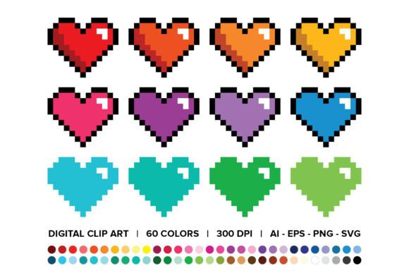 Pixel Heart Clip Art Set: Elevating Design with Versatile Visual Assets