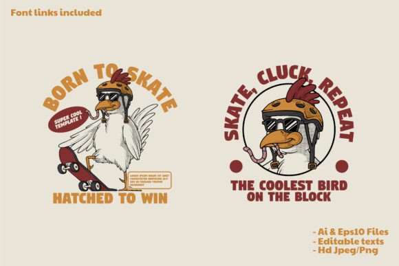 Retro Cartoon Cool Skateboarder Chicken: A Bold Branding Solution for Modern Creatives