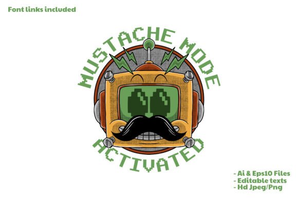 Retro Cartoon Mustached Robot Head Logo: A Bold Identity for Modern Brands