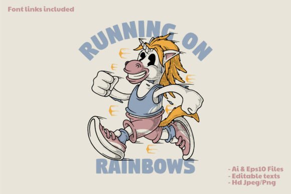 Retro Running Unicorn Mascot: A Dynamic Branding Solution for Modern Creatives