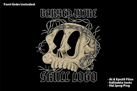 Skull Surrounded by Barbed Wire: A Bold Statement for Modern Branding