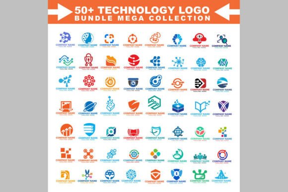 Tech Power Pack – 50 Editable Logos for Modern Branding Needs
