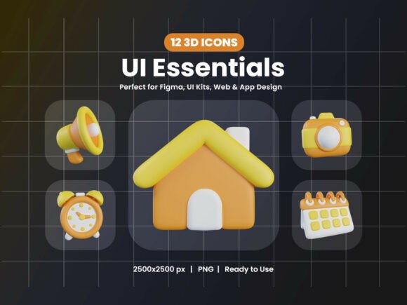 UI Essentials 3D Icon Pack for Modern Design Projects