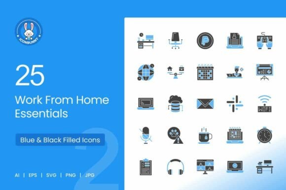 Work from Home Essentials Icons: A Visual Toolkit for Remote Work